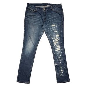 Levis 531 Jeans Womens 16 Low Skinny Thrashed Distress Blue Denim Measures 36x30